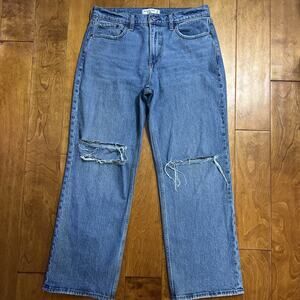 Abercrombie & Fitch The Baggy Low Rise Jeans Size 28 Distressed Casual Boho